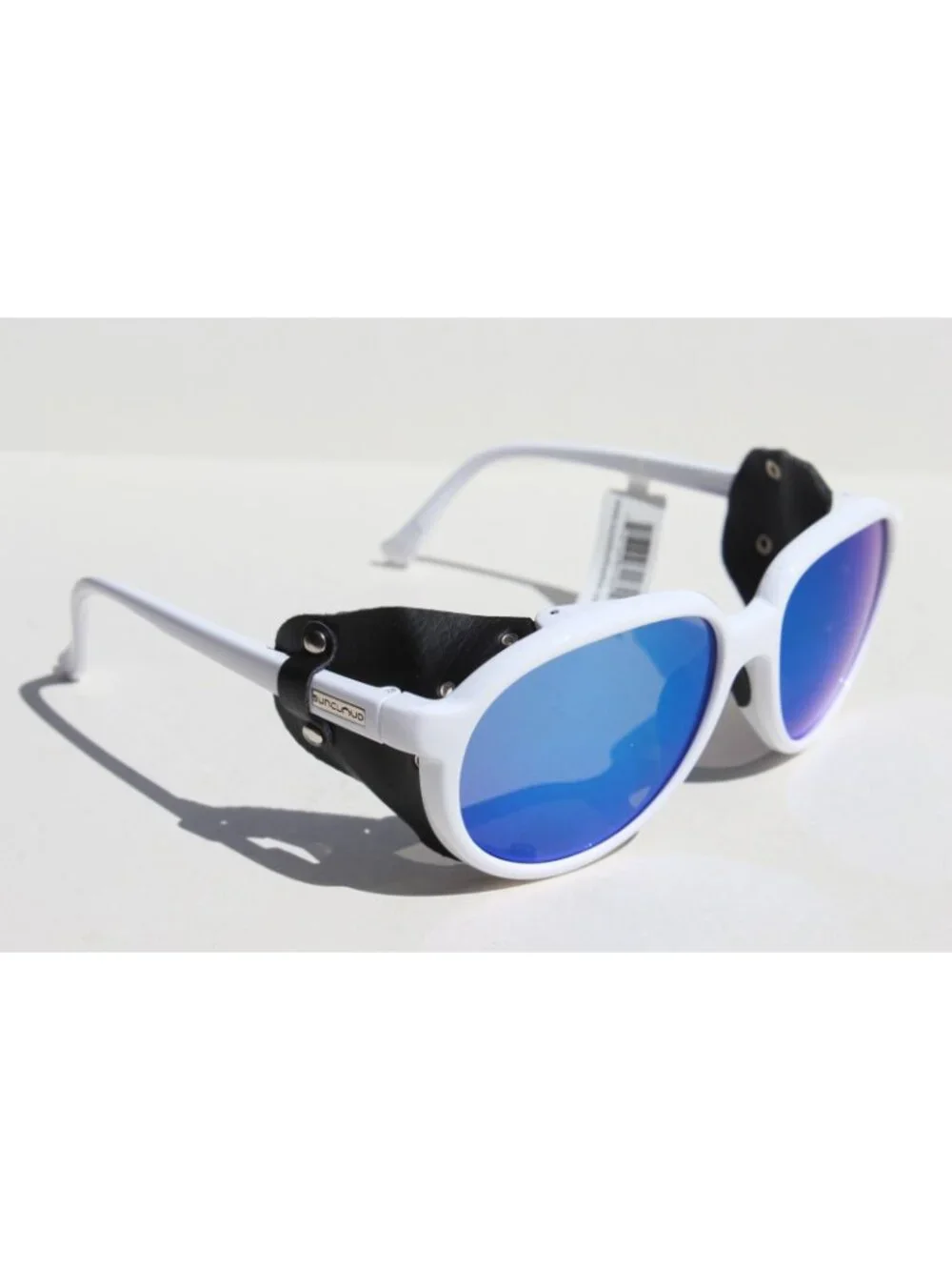 SUNCLOUD Glacier POLARIZED Sunglasses White/Blue Mirror Mountaineering NEW